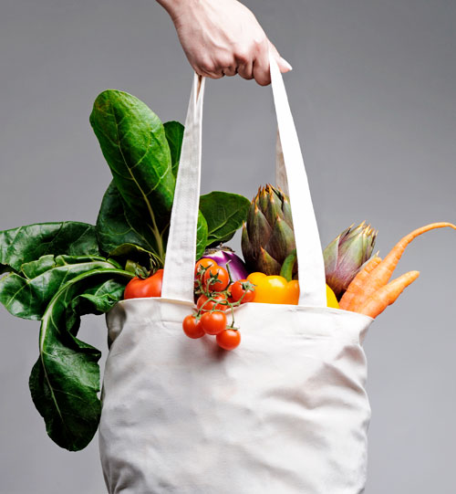 Cloth Shopping Tote Bag with Vegetables