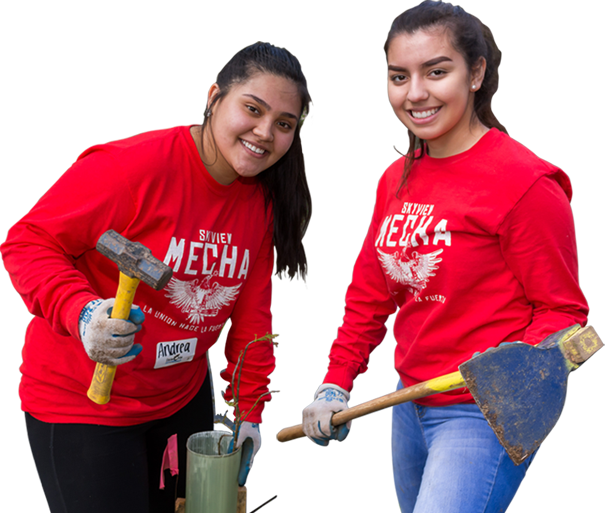 environmental girls holding tools